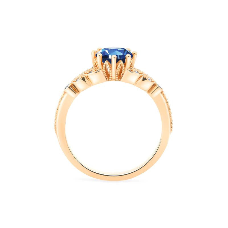 [Kerensa] Classic Floral Engagement Ring in Lab Blue Sapphire