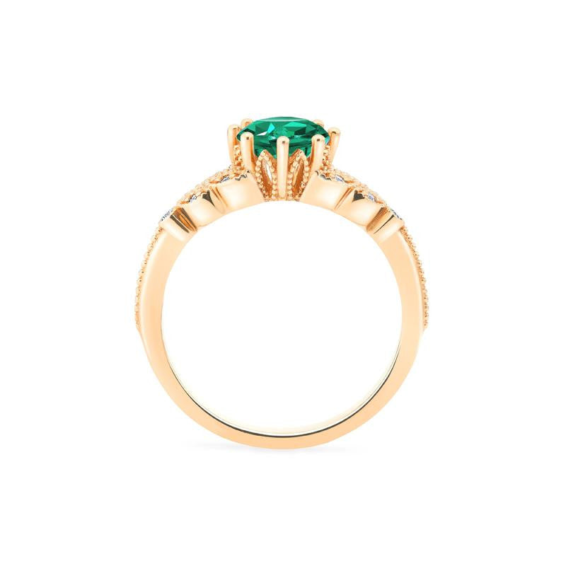 [Kerensa] Classic Floral Engagement Ring in Lab Emerald