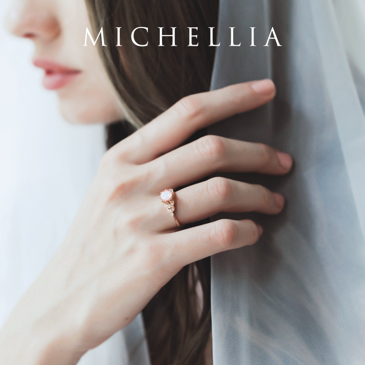 [Kerensa] Classic Floral Engagement Ring in Morganite