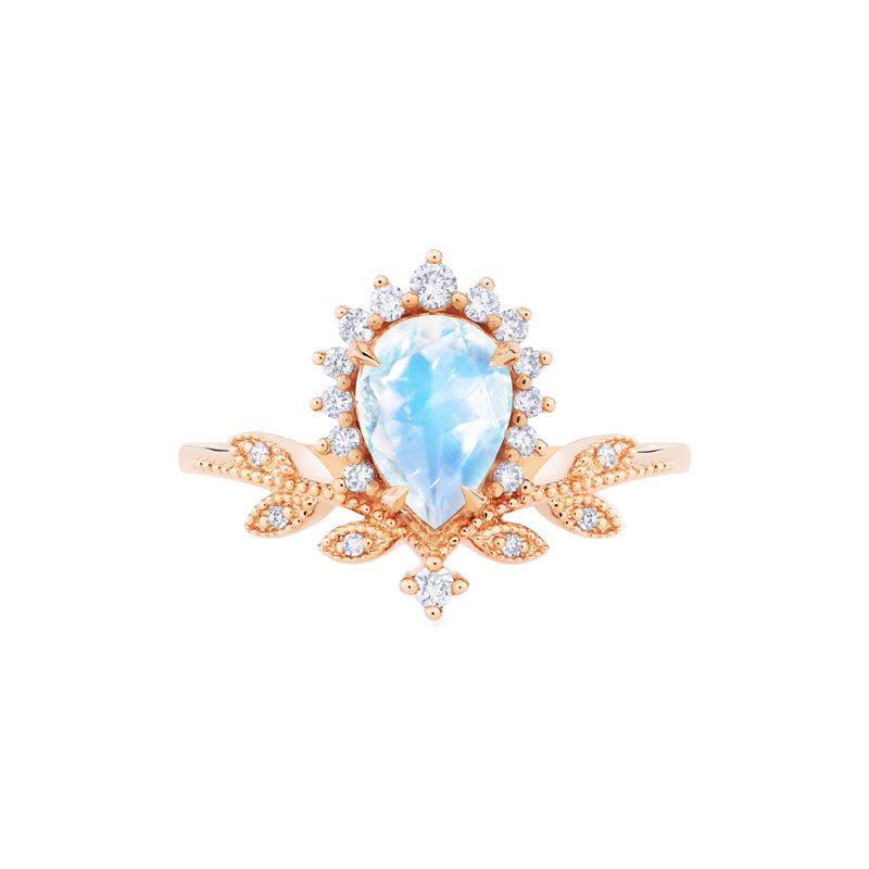 [Isadora] Vintage Woodland Queen Pear Engagement Ring in Moonstone