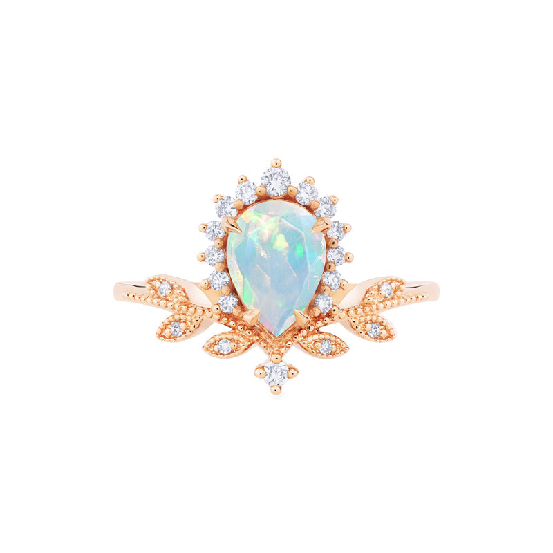 [Isadora] Vintage Woodland Queen Pear Engagement Ring in Australian Opal