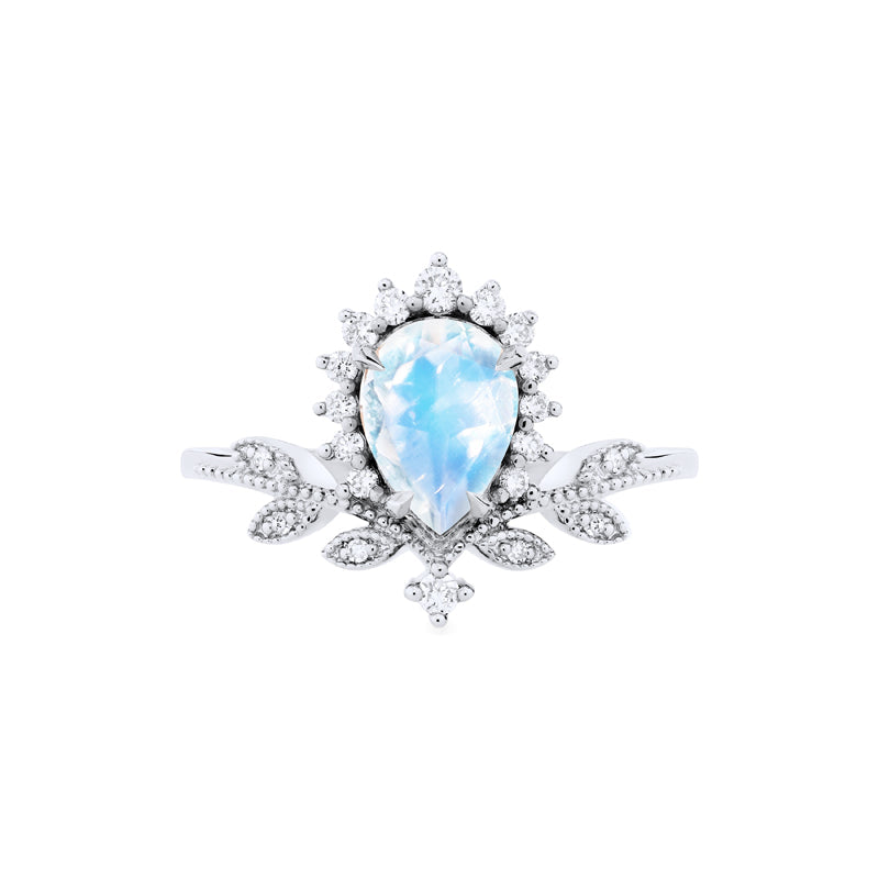 [Isadora] Vintage Woodland Queen Pear Engagement Ring in Moonstone