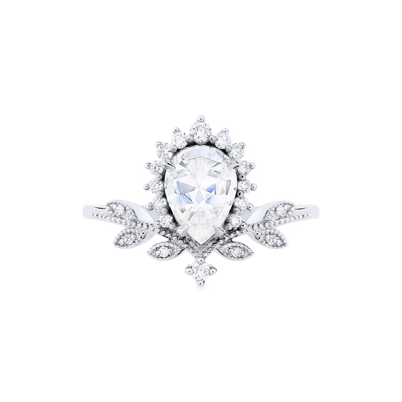 [Isadora] Woodland Fairy Pear Engagement Ring in Diamond / Moissanite