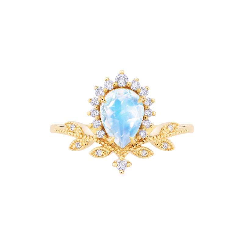 [Isadora] Vintage Woodland Queen Pear Engagement Ring in Moonstone