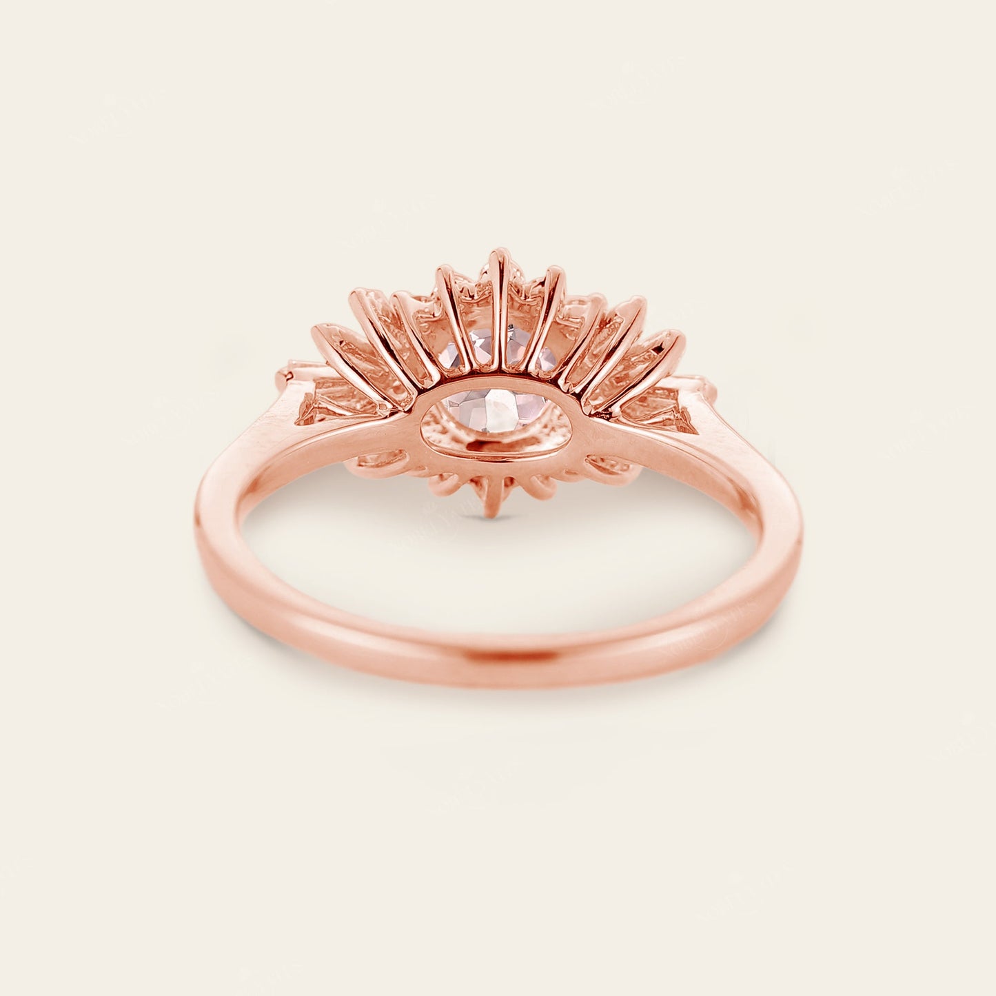 Art deco Round Pink Morganite Star Engagement Ring