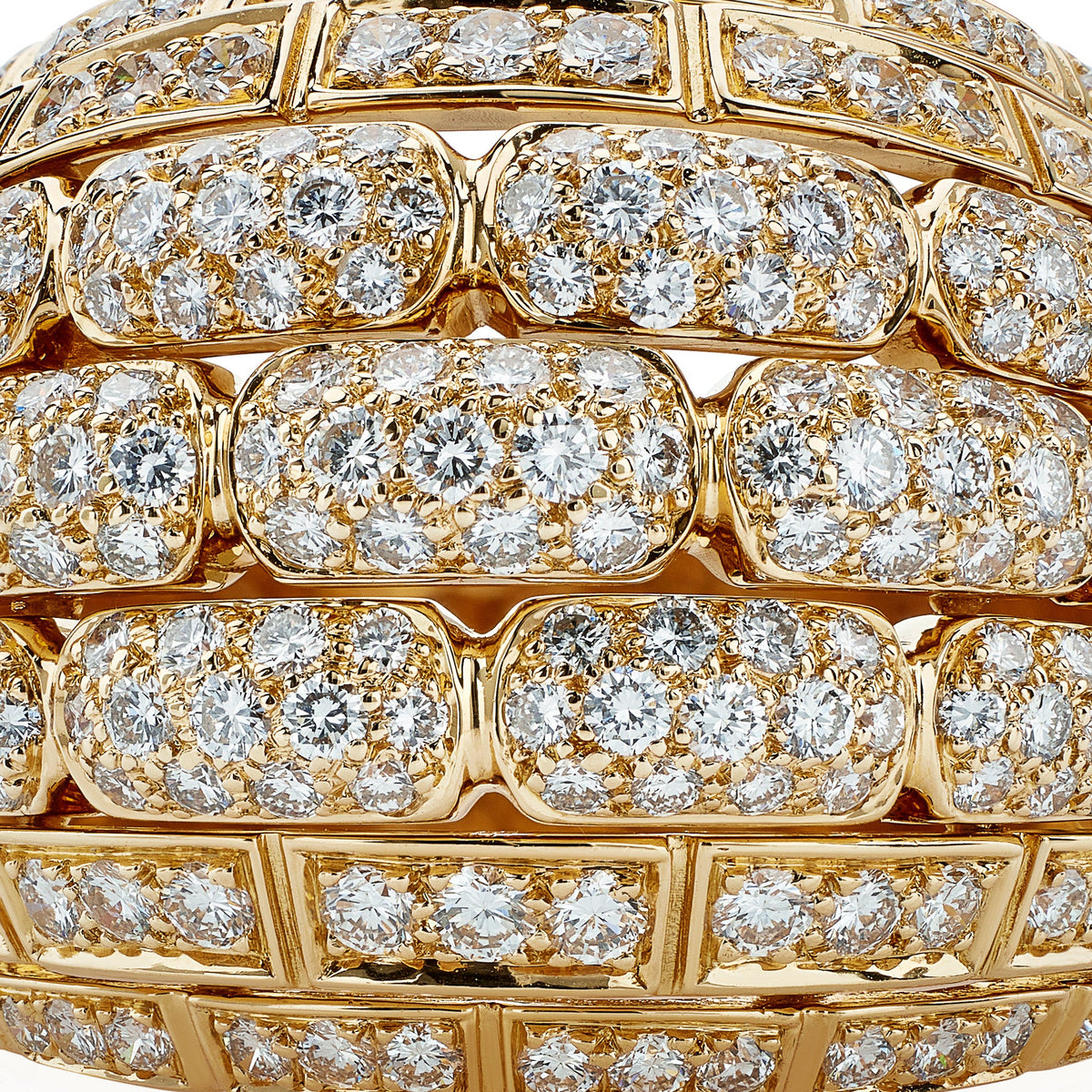 Cartier Paris 18K Gold and Diamond "Maillon Panthère" Bombé Ring