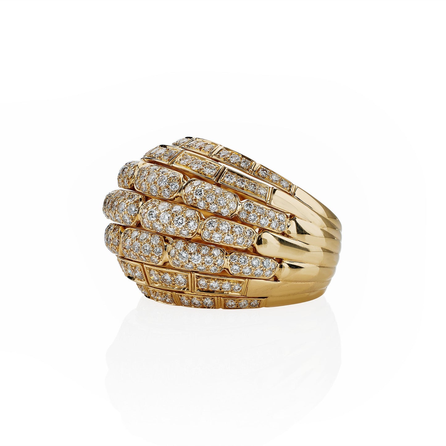 Cartier Paris 18K Gold and Diamond "Maillon Panthère" Bombé Ring
