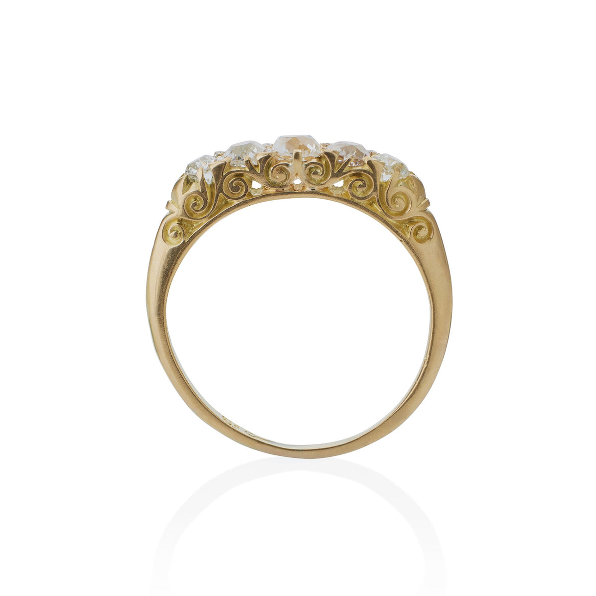 Antique English 18K Gold and Five Stone Diamond Ring