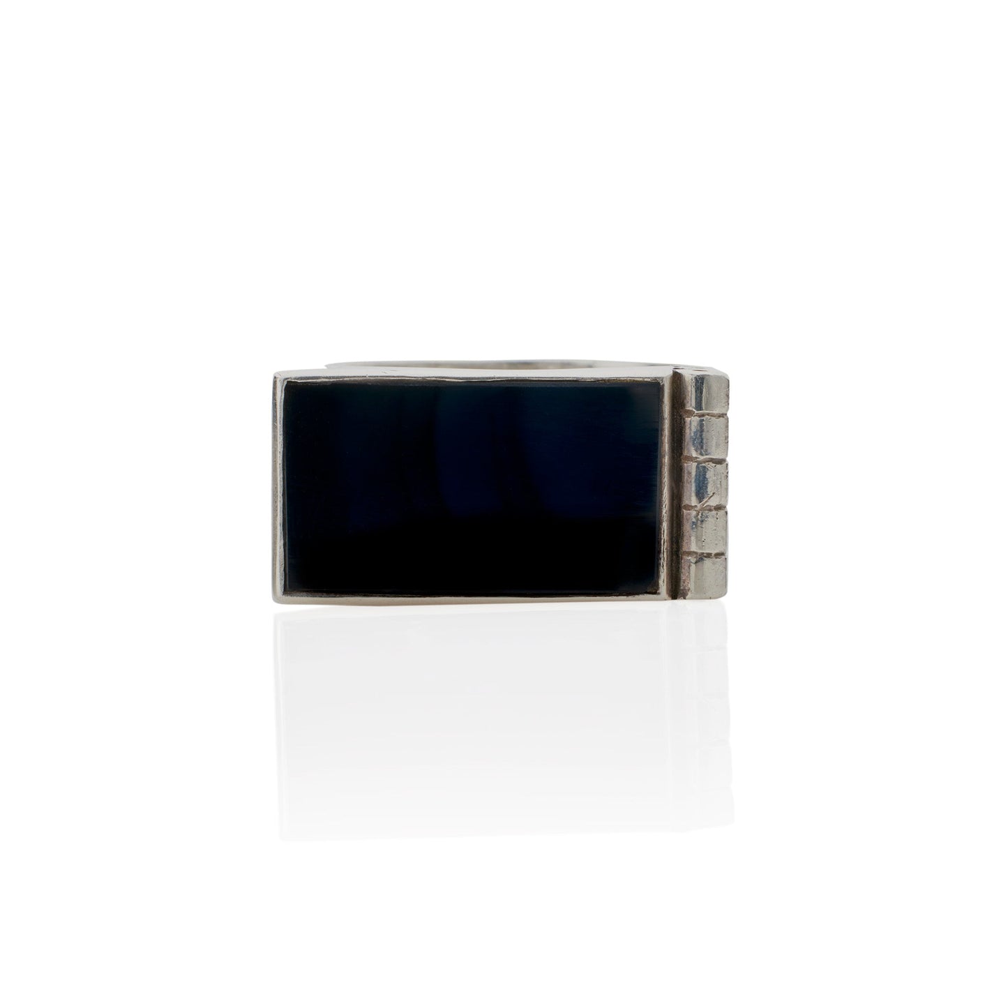 Jean Després Modernist Silver and Onyx "Bijoux Moteurs" Ring