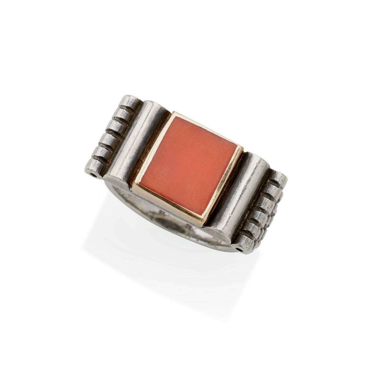 Jean Després Silver and Coral Ring