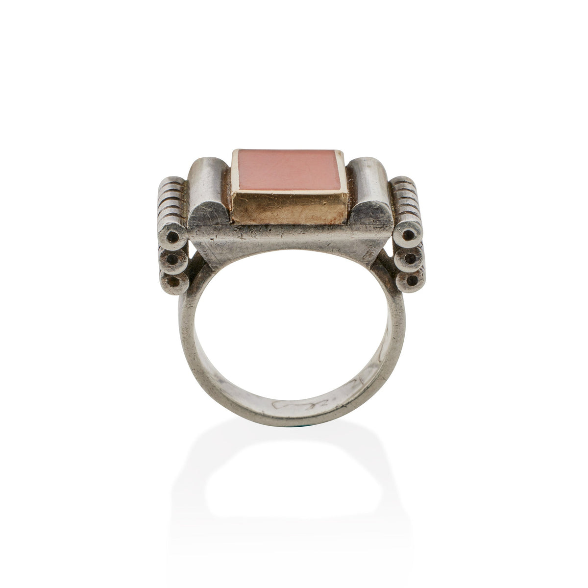 Jean Després Silver and Coral Ring