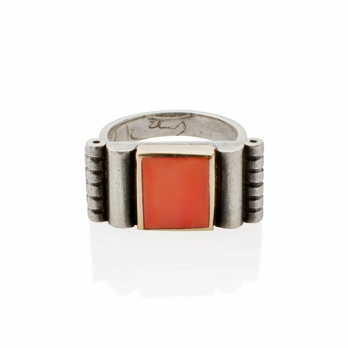 Jean Després Silver and Coral Ring