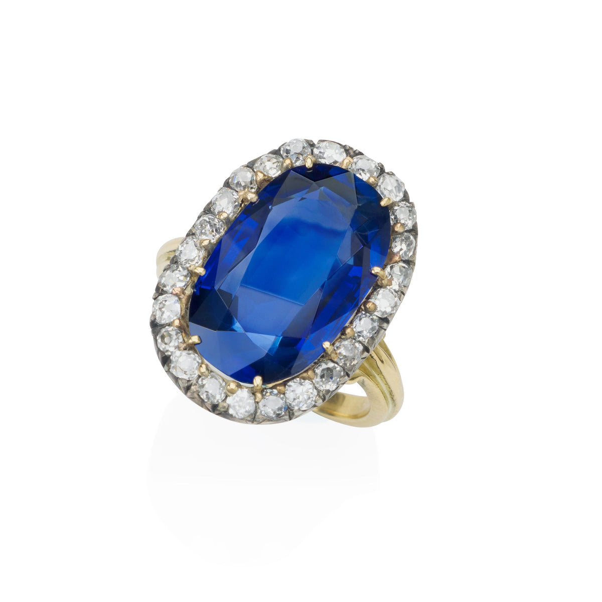 Antique AGL Burma No-Heat Sapphire and Diamond Ring