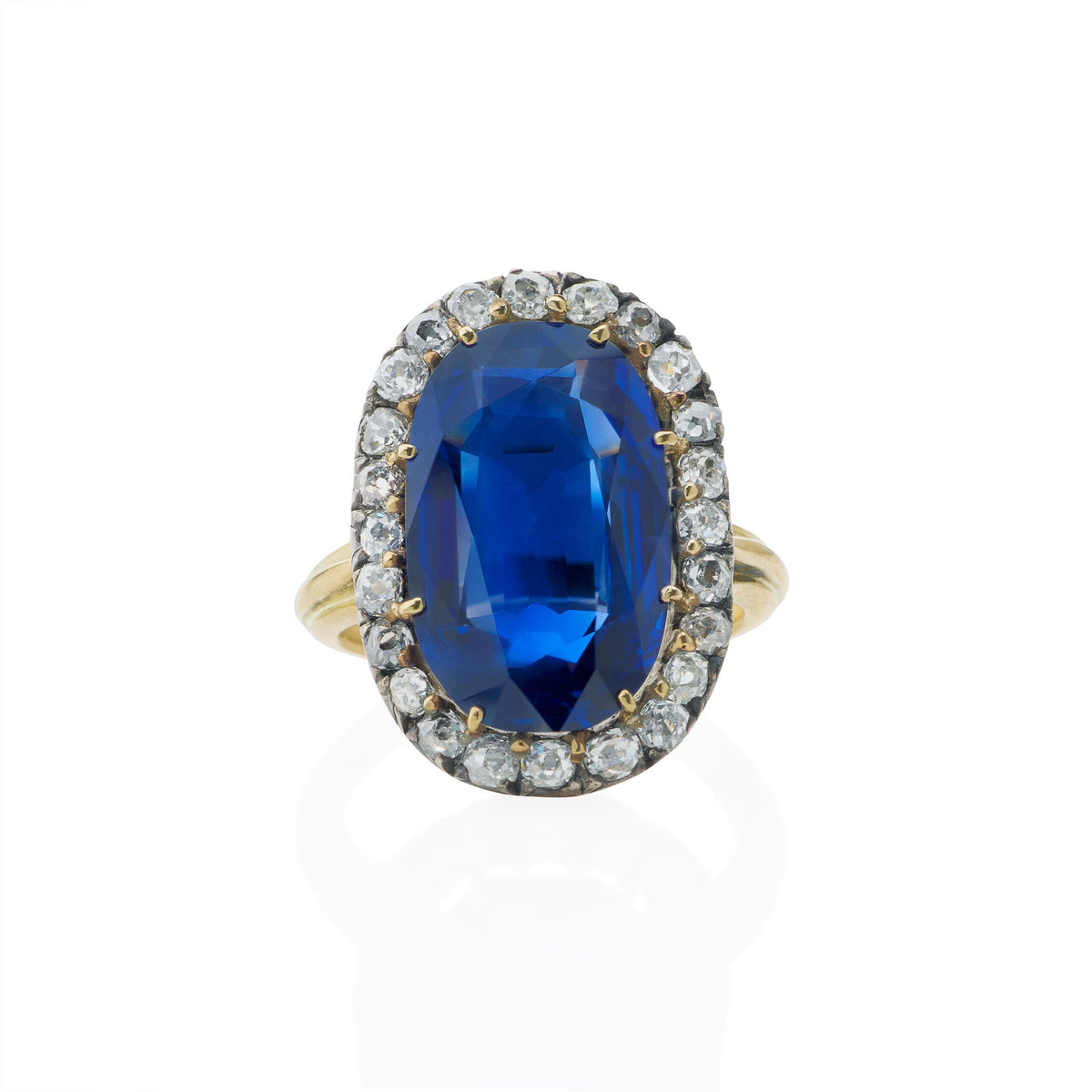 Antique AGL Burma No-Heat Sapphire and Diamond Ring
