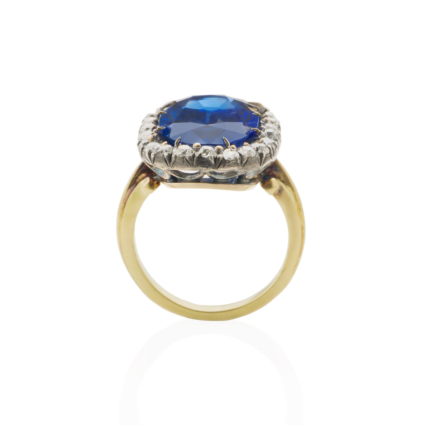 Antique AGL Burma No-Heat Sapphire and Diamond Ring