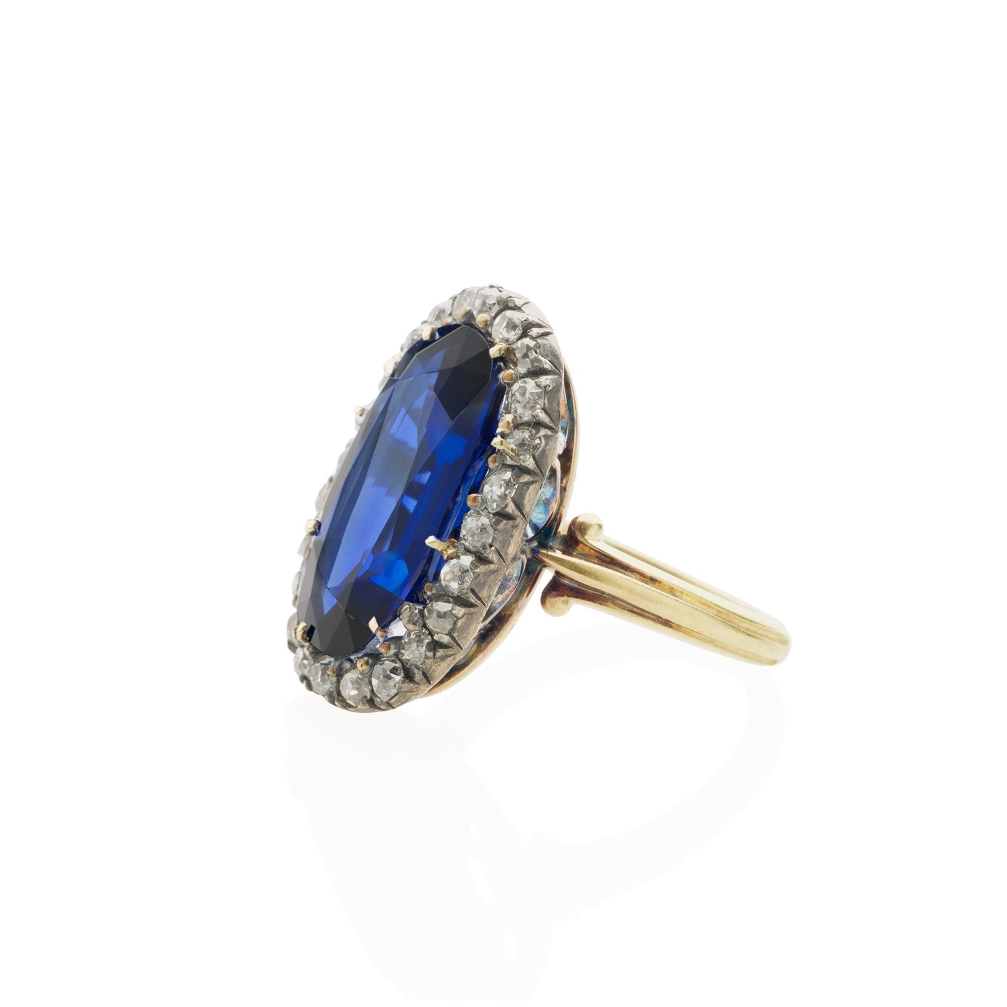 Antique AGL Burma No-Heat Sapphire and Diamond Ring