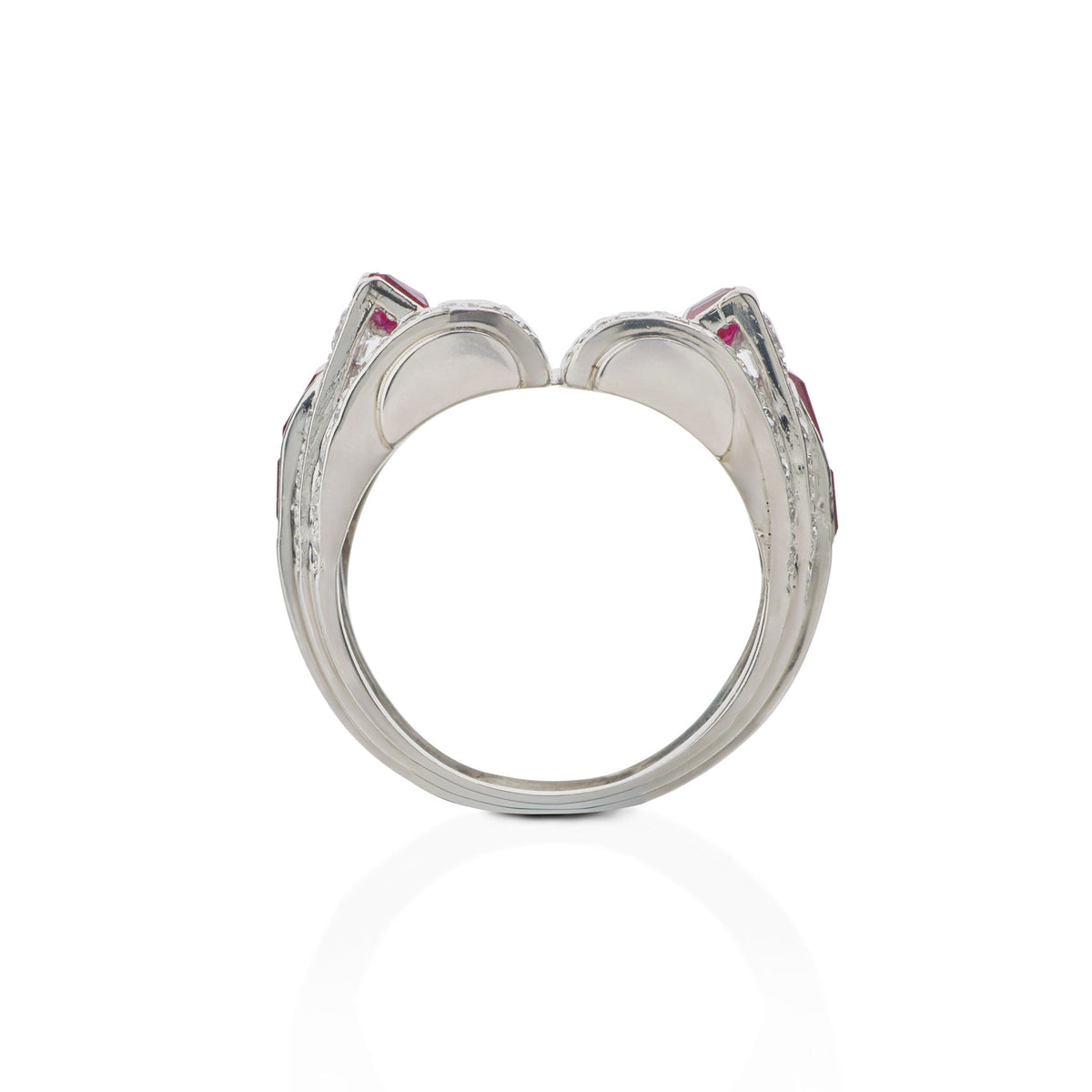 Art Moderne Platinum, Ruby and Diamond Ring