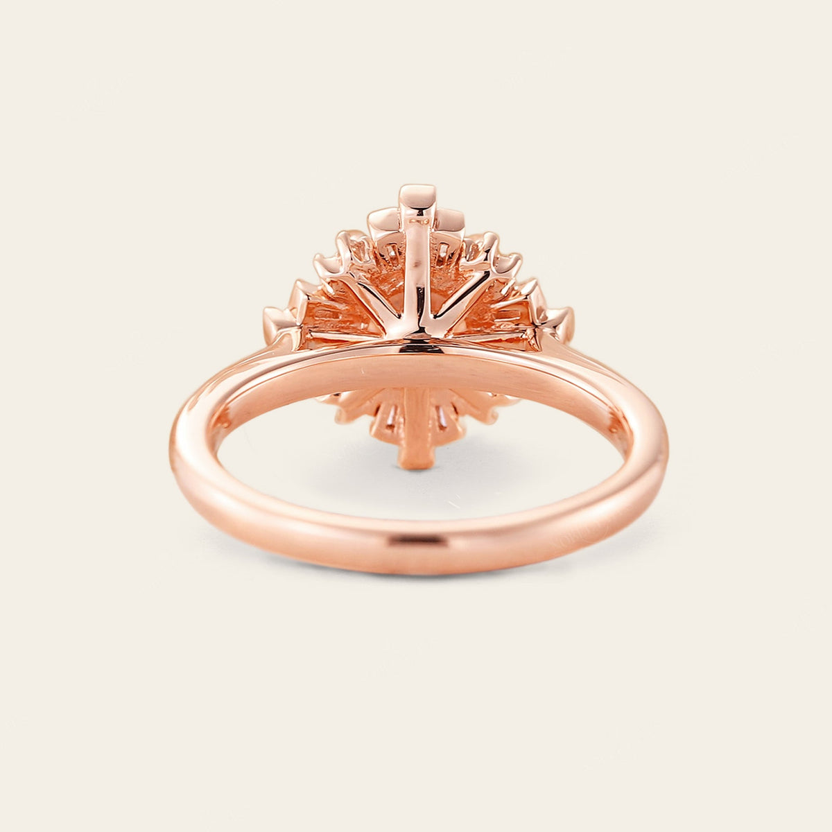 Art Deco Round Moissanite Cluster Engagement Ring Rose Gold
