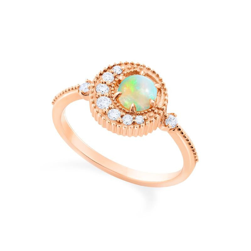 [Luna] Crescent Moon Ring in Australian Opal