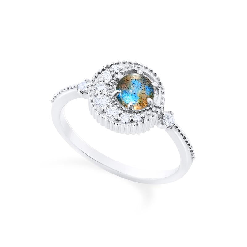 [Luna] Crescent Moon Ring in Labradorite