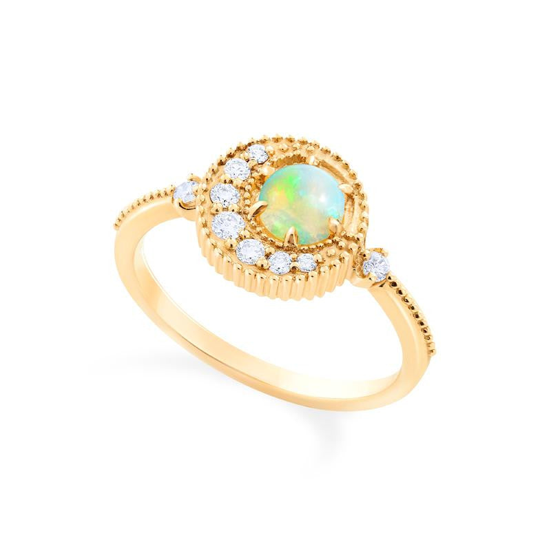 [Luna] Crescent Moon Ring in Australian Opal