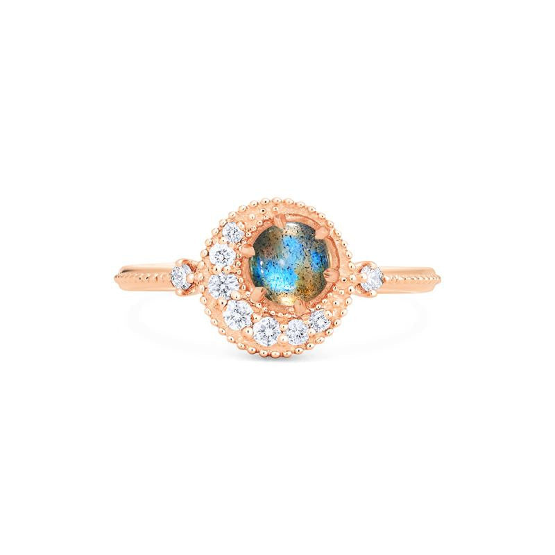 [Luna] Crescent Moon Ring in Labradorite