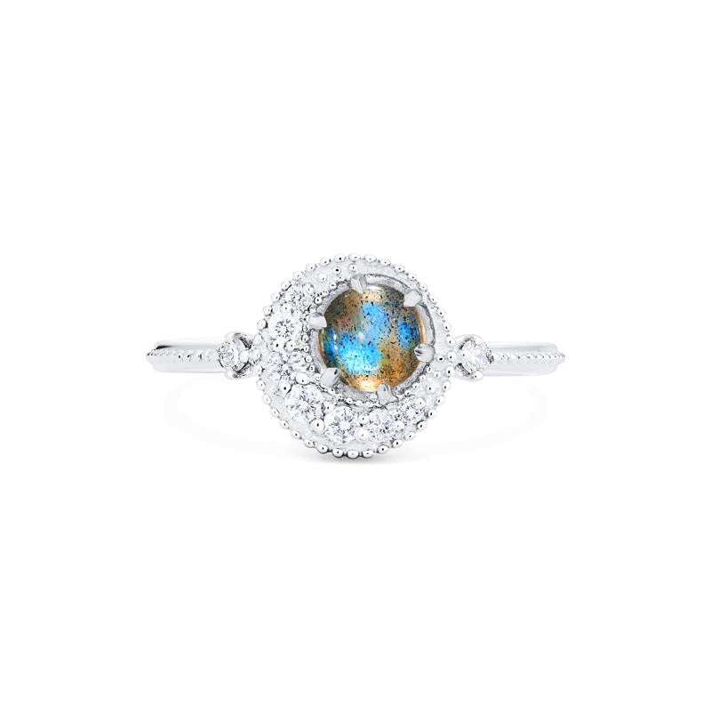 [Luna] Crescent Moon Ring in Labradorite