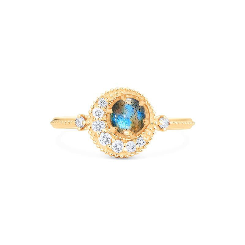 [Luna] Crescent Moon Ring in Labradorite