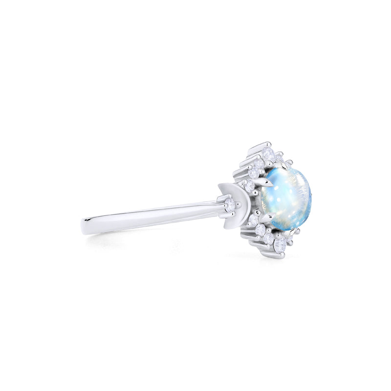 [Selene] Moon Goddess Engagement Ring in Moonstone