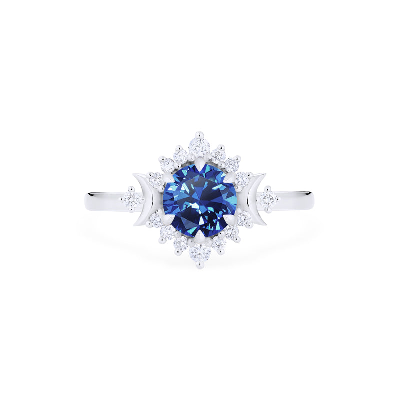[Selene] Moon Goddess Engagement Ring in Blue Sapphire