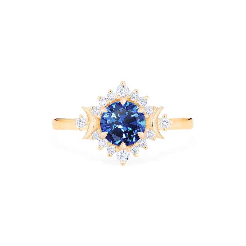 [Selene] Moon Goddess Engagement Ring in Blue Sapphire