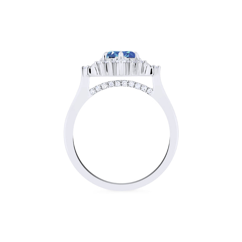 [Selene] Moon Goddess Engagement Ring in Blue Sapphire