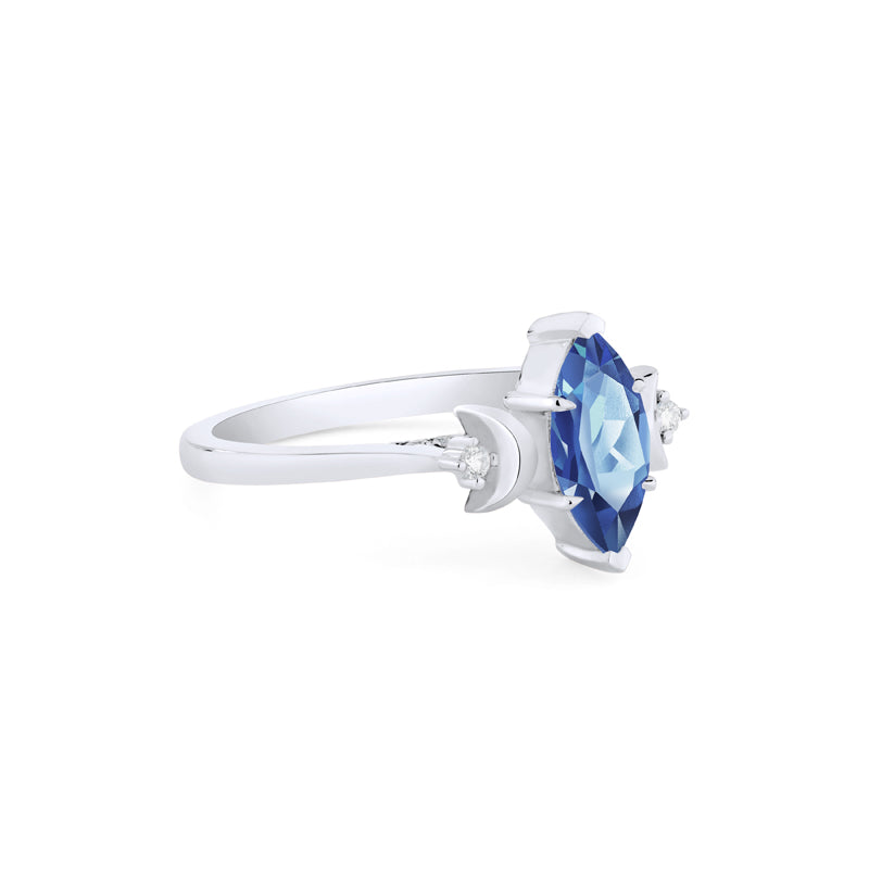[Cressida] Moon Goddess Marquise Cut Ring in Lab Blue Sapphire