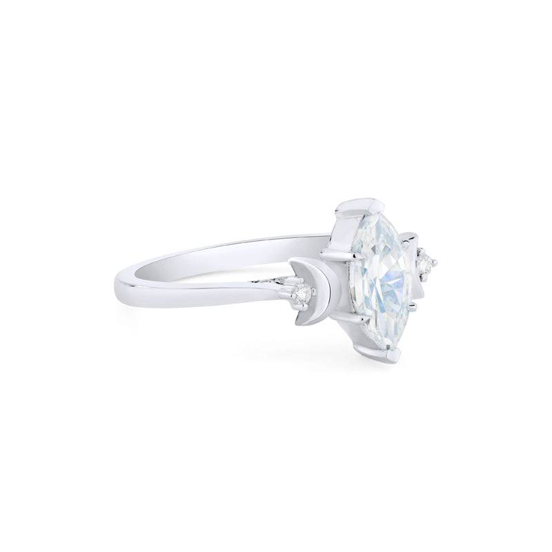 [Cressida] Moon Goddess Marquise Engagement Ring in Diamond / Moissanite