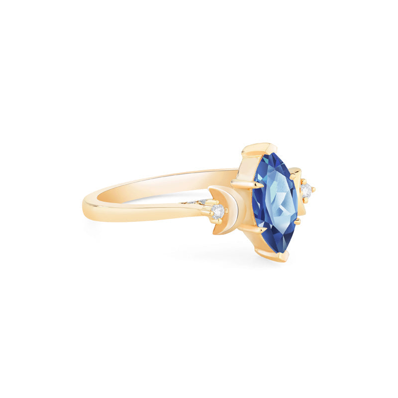 [Cressida] Moon Goddess Marquise Cut Ring in Lab Blue Sapphire