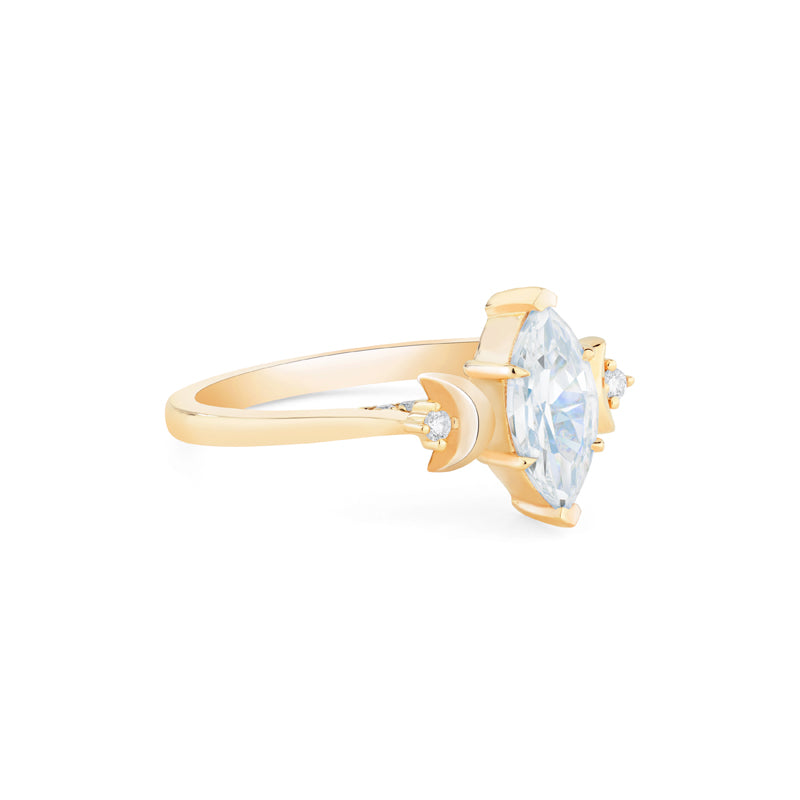 [Cressida] Moon Goddess Marquise Engagement Ring in Diamond / Moissanite