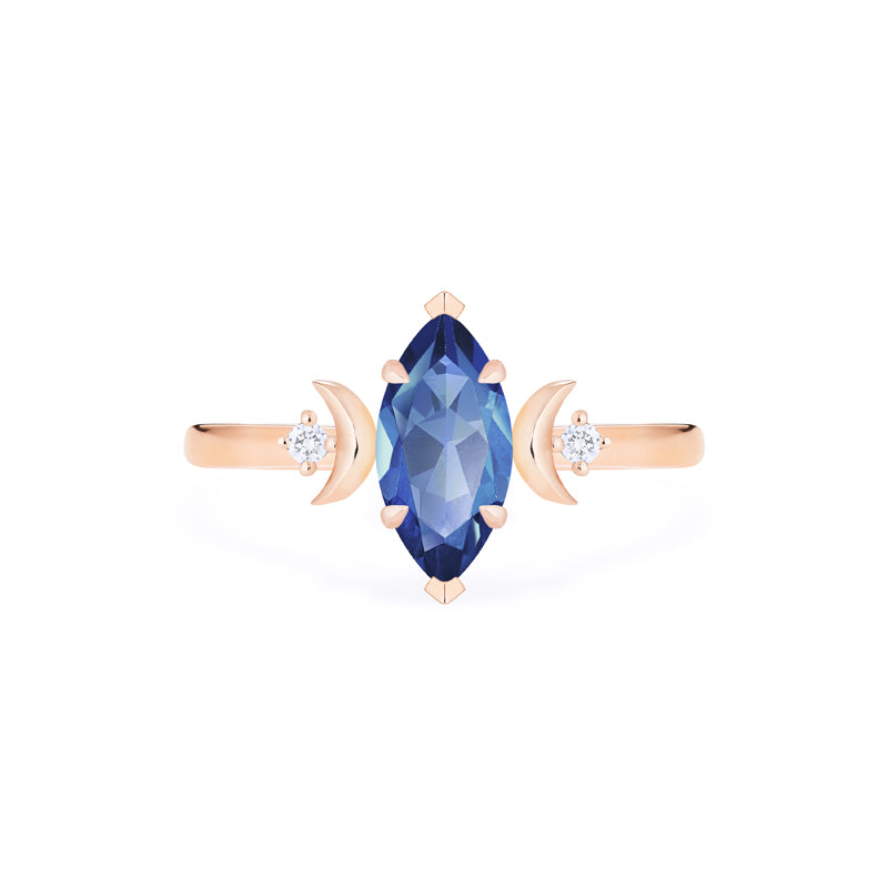 [Cressida] Moon Goddess Marquise Cut Ring in Lab Blue Sapphire