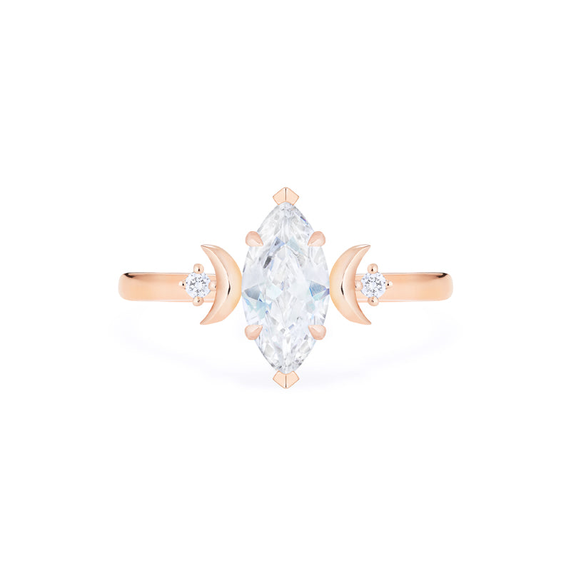 [Cressida] Moon Goddess Marquise Engagement Ring in Diamond / Moissanite