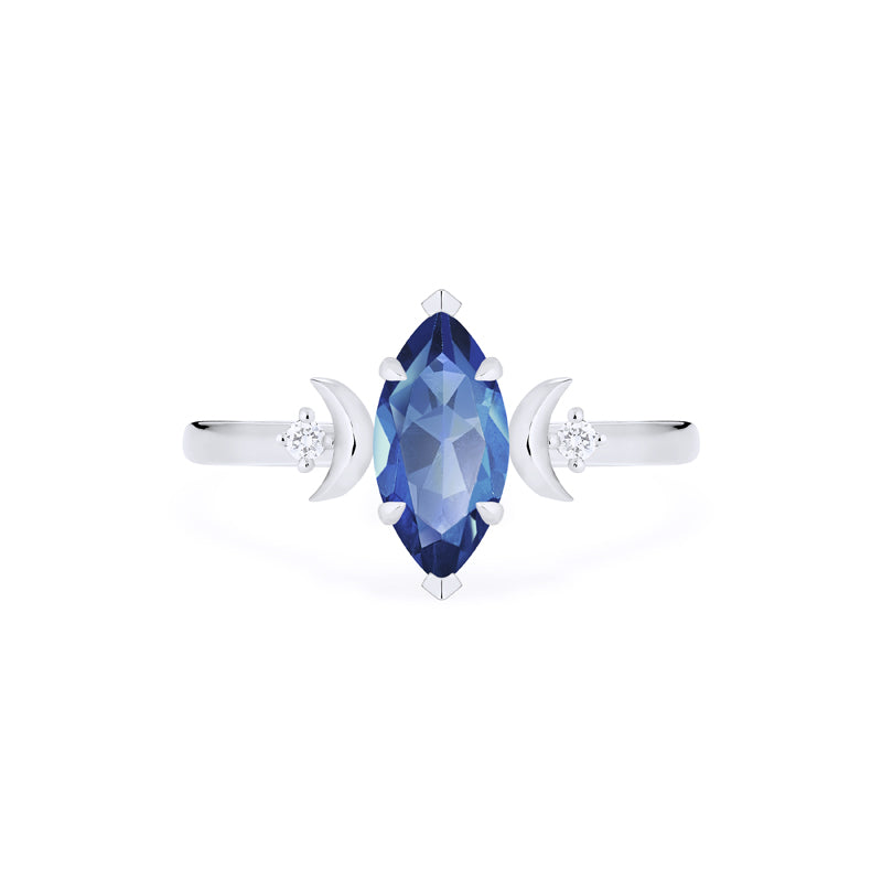 [Cressida] Moon Goddess Marquise Cut Ring in Lab Blue Sapphire