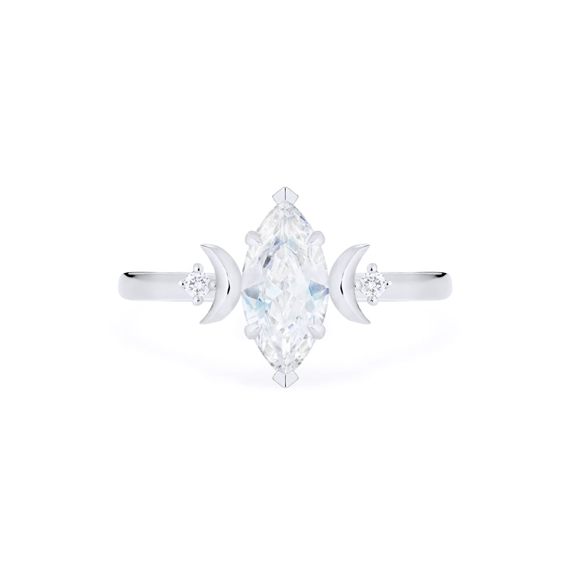 [Cressida] Moon Goddess Marquise Engagement Ring in Diamond / Moissanite