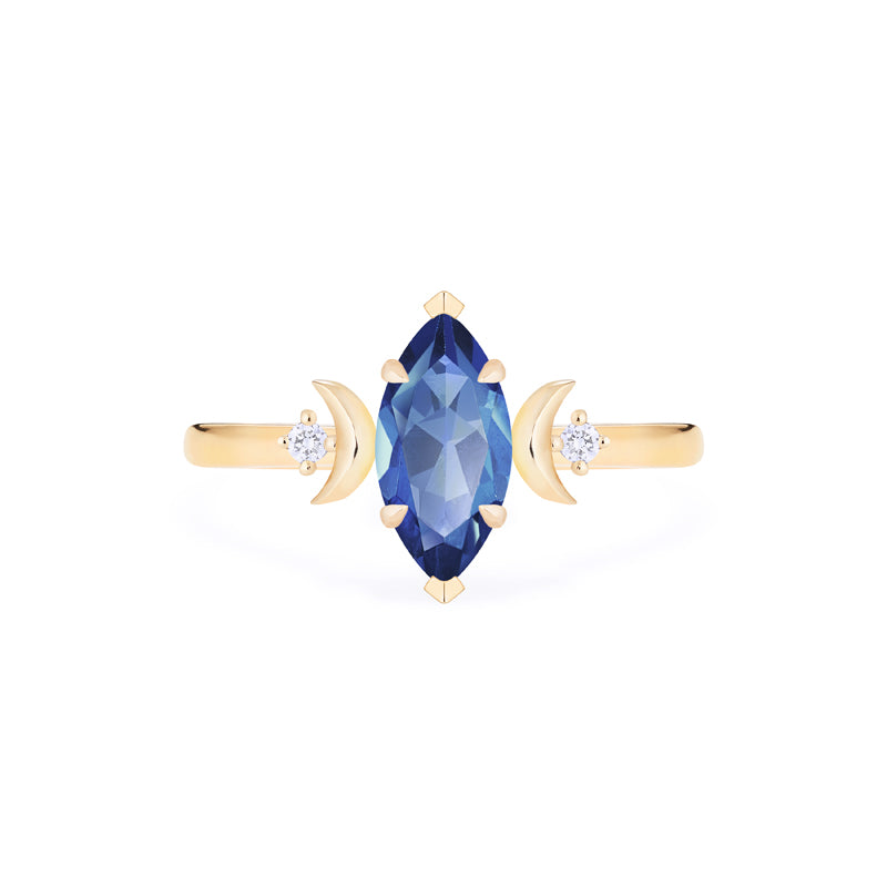 [Cressida] Moon Goddess Marquise Cut Ring in Lab Blue Sapphire