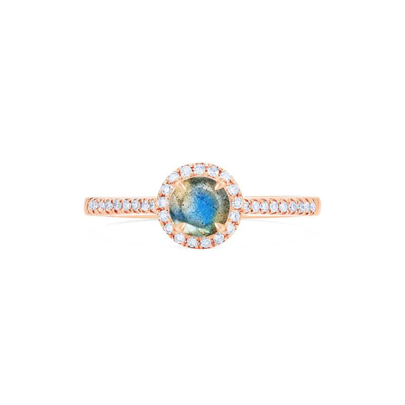 [Nova] Petite Halo Diamond Ring in Labradorite