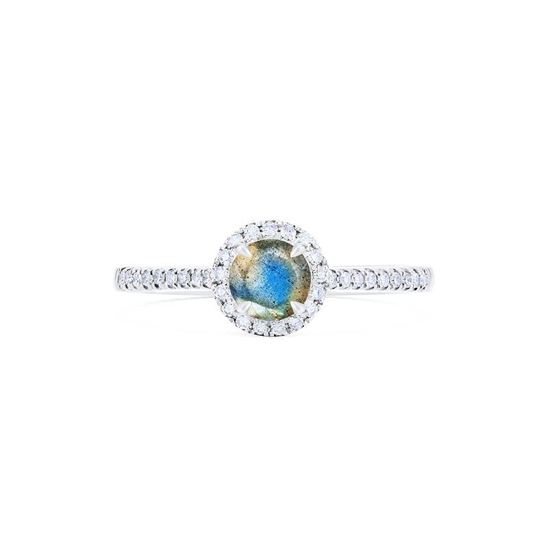 [Nova] Petite Halo Diamond Ring in Labradorite