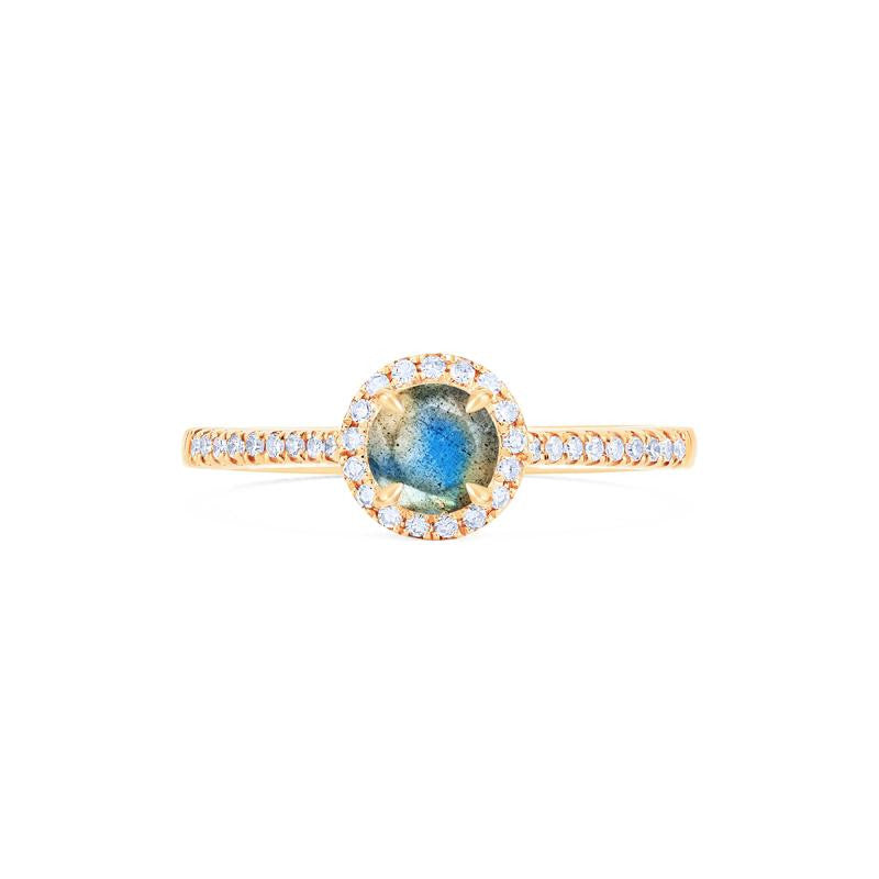 [Nova] Petite Halo Diamond Ring in Labradorite