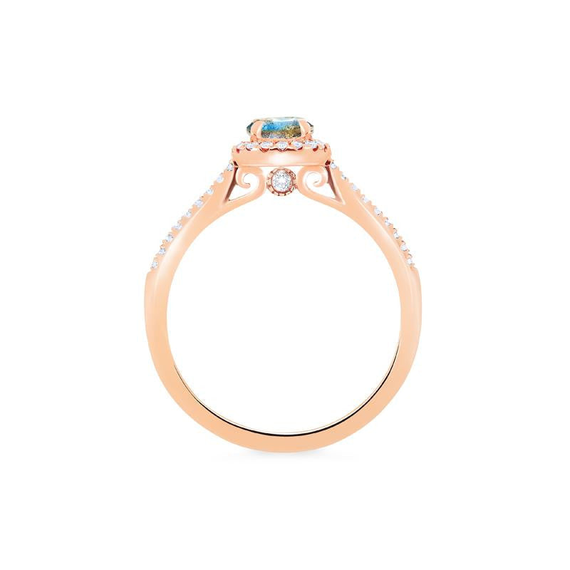 [Nova] Petite Halo Diamond Ring in Labradorite