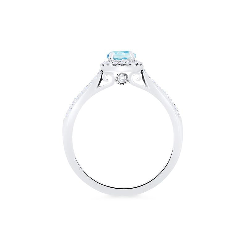 [Nova] Petite Halo Diamond Ring in Aquamarine