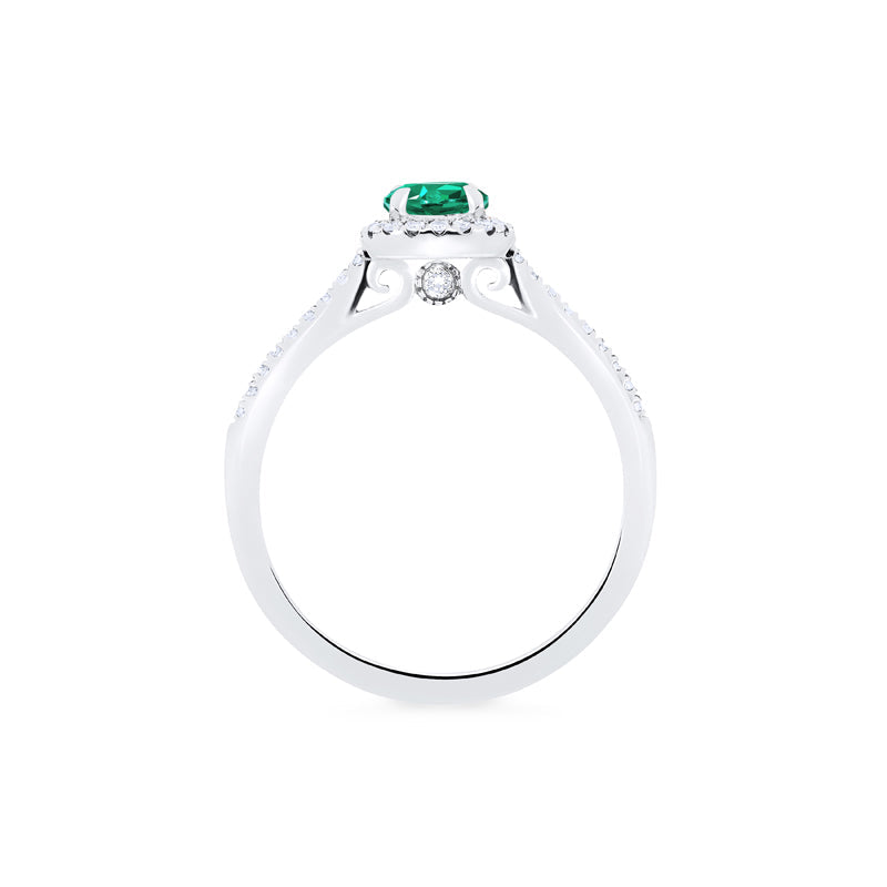 [Nova] Petite Halo Diamond Ring in Lab Emerald