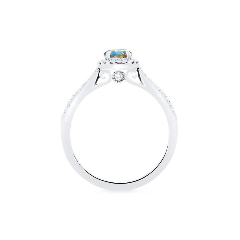 [Nova] Petite Halo Diamond Ring in Labradorite