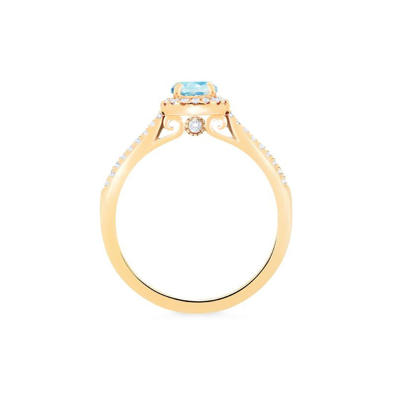 [Nova] Petite Halo Diamond Ring in Aquamarine
