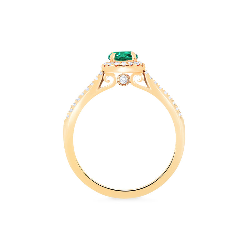 [Nova] Petite Halo Diamond Ring in Lab Emerald